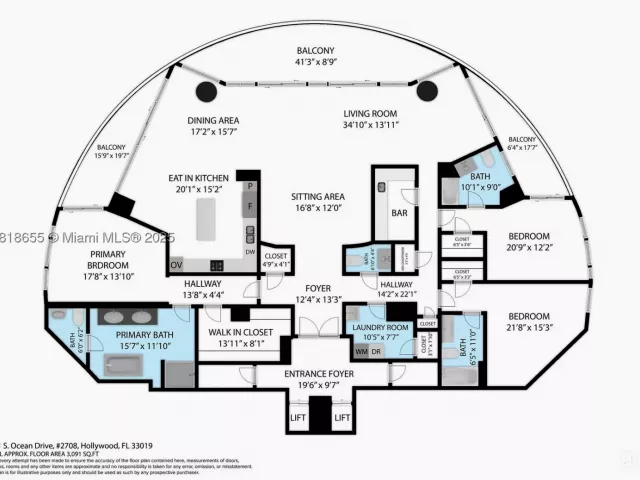 3-bedroom condo for sale in Hollywood - 3101 S Ocean Dr 2708 - MondialRealty