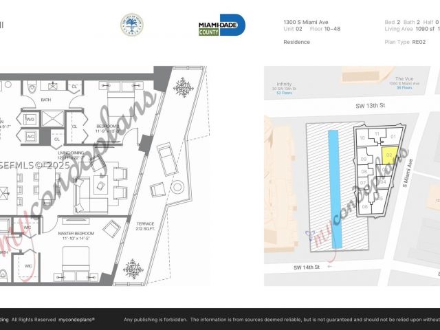 2-bedroom condo for sale in Miami - 1300 S Miami Ave 1602 - MondialRealty