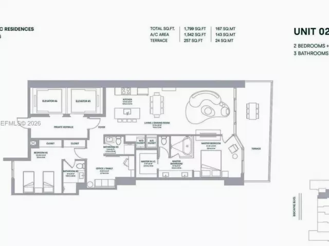 2-bedroom condo for rent in Miami - 700 NE 24th Street 3202 - MondialRealty