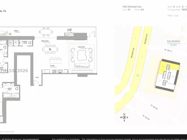 3-bedroom condo for sale in Miami - 1451 Brickell Ave 4401 - MondialRealty