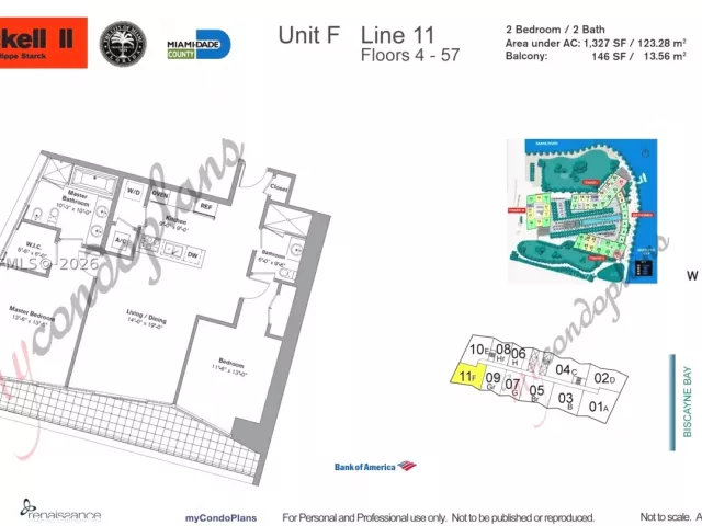 2-bedroom condo for sale in Miami - 495 Brickell Ave 511 - MondialRealty