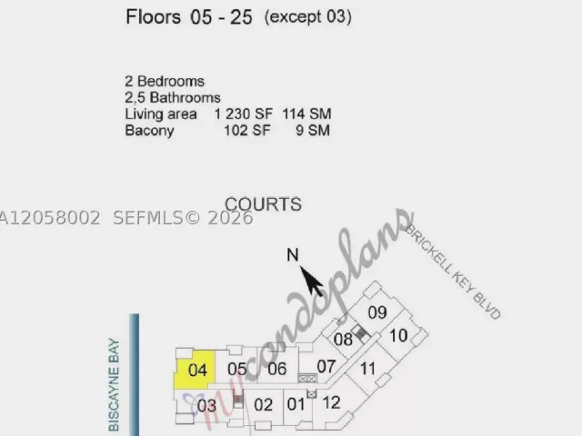2-bedroom condo for rent in Miami - 701 Brickell Key Blvd 604 - MondialRealty
