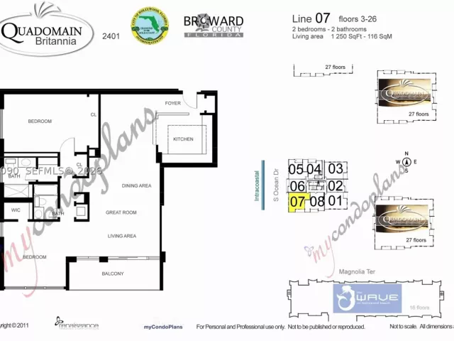 2-bedroom condo for rent in Hollywood - 2401 S Ocean Dr 507 - MondialRealty